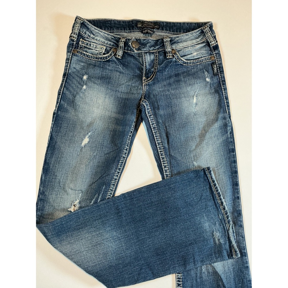 Silver Jeans Co Tuesday Slim Bootcut Low Rise Women's Distressed W28/L33